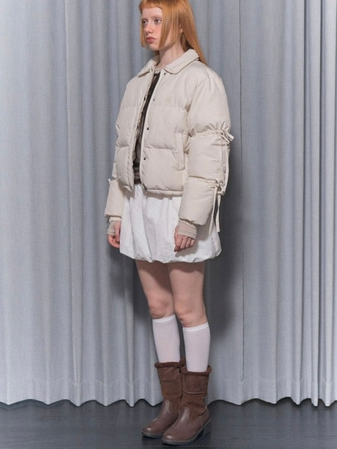 【FANCY CLUB】RIBBON COLLAR SHORT PUFFER