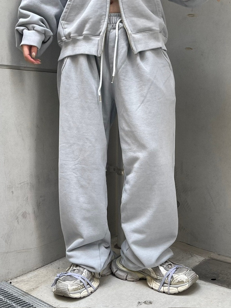 受注制【Chikashitsu +】unisex pigment wash string sweat pants (4color)