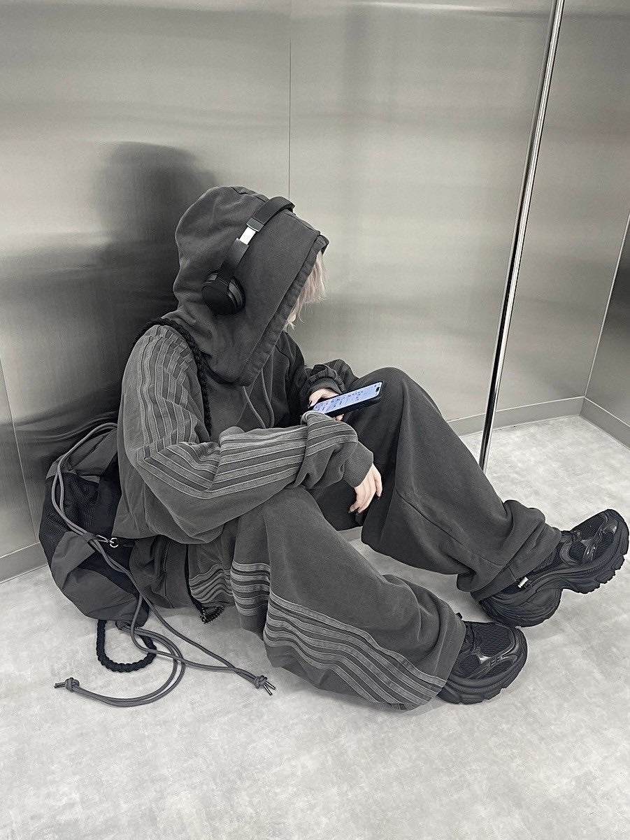 受注制【nmtc+】set up side line pigment sweat pants (2color