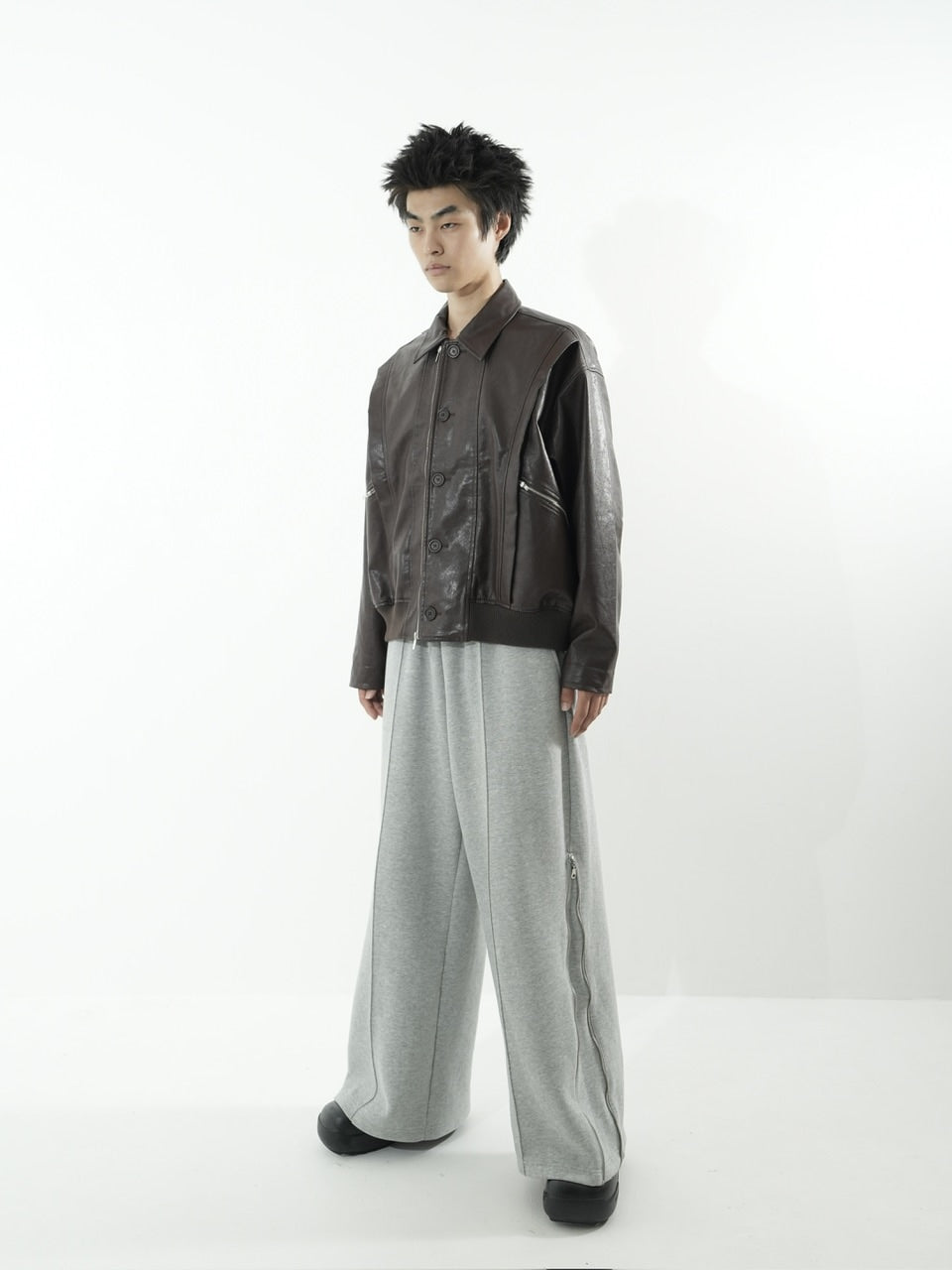 【CS】multi vegan leather blouson (brown)