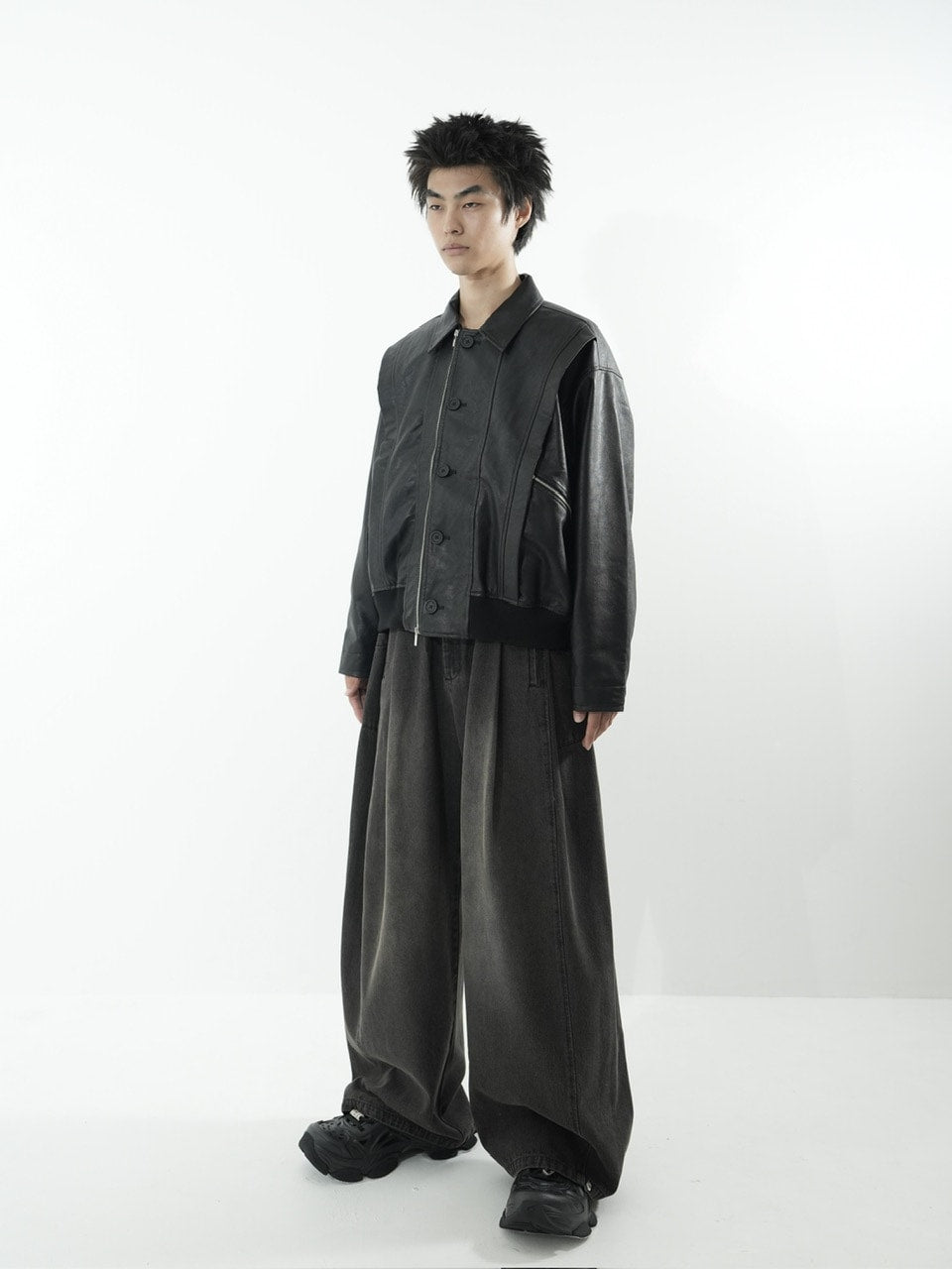 【CS】multi vegan leather blouson (black)