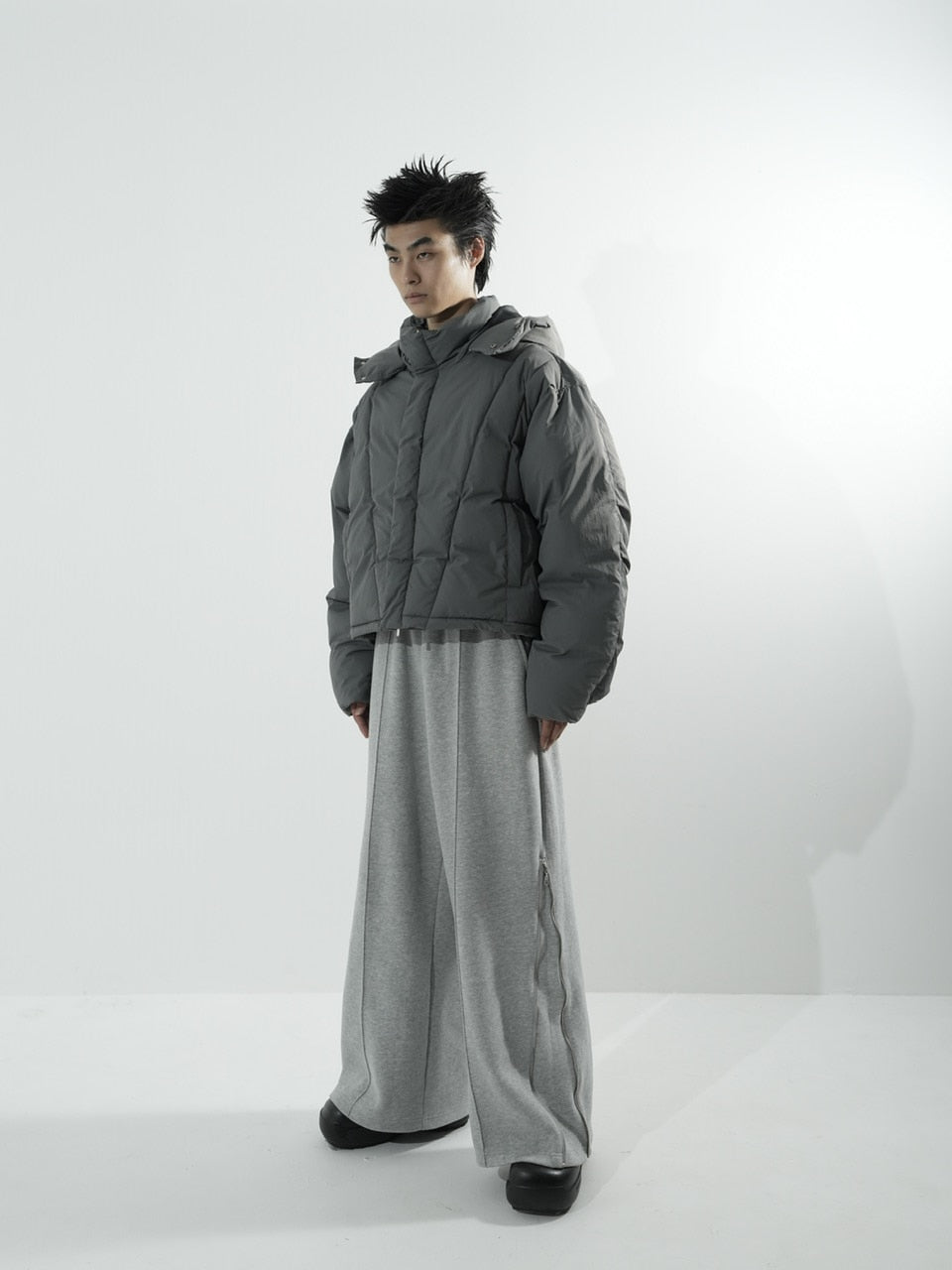 【CS】2way cropped puffer jacket (charcoal)