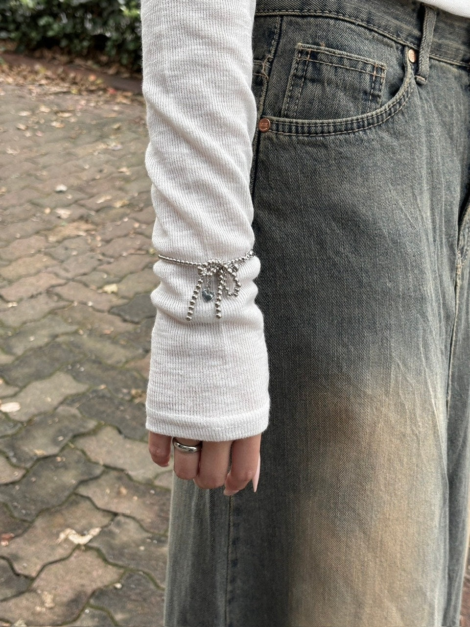 受注制【oaks】ball chain ribbon bracelet