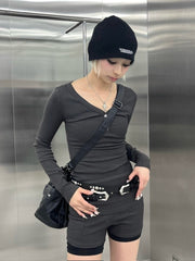 受注制【nmtc +】v-neck slim long sleeve (3color)