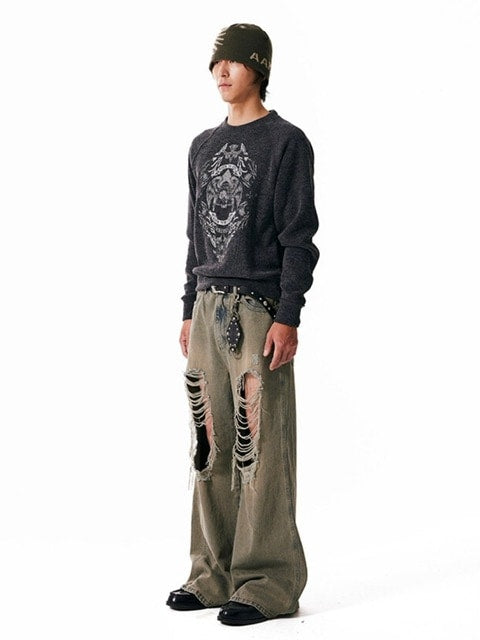 【AAKAM】Eagle Printed Knit / 【アーカム】イーグルプリント長袖ニット