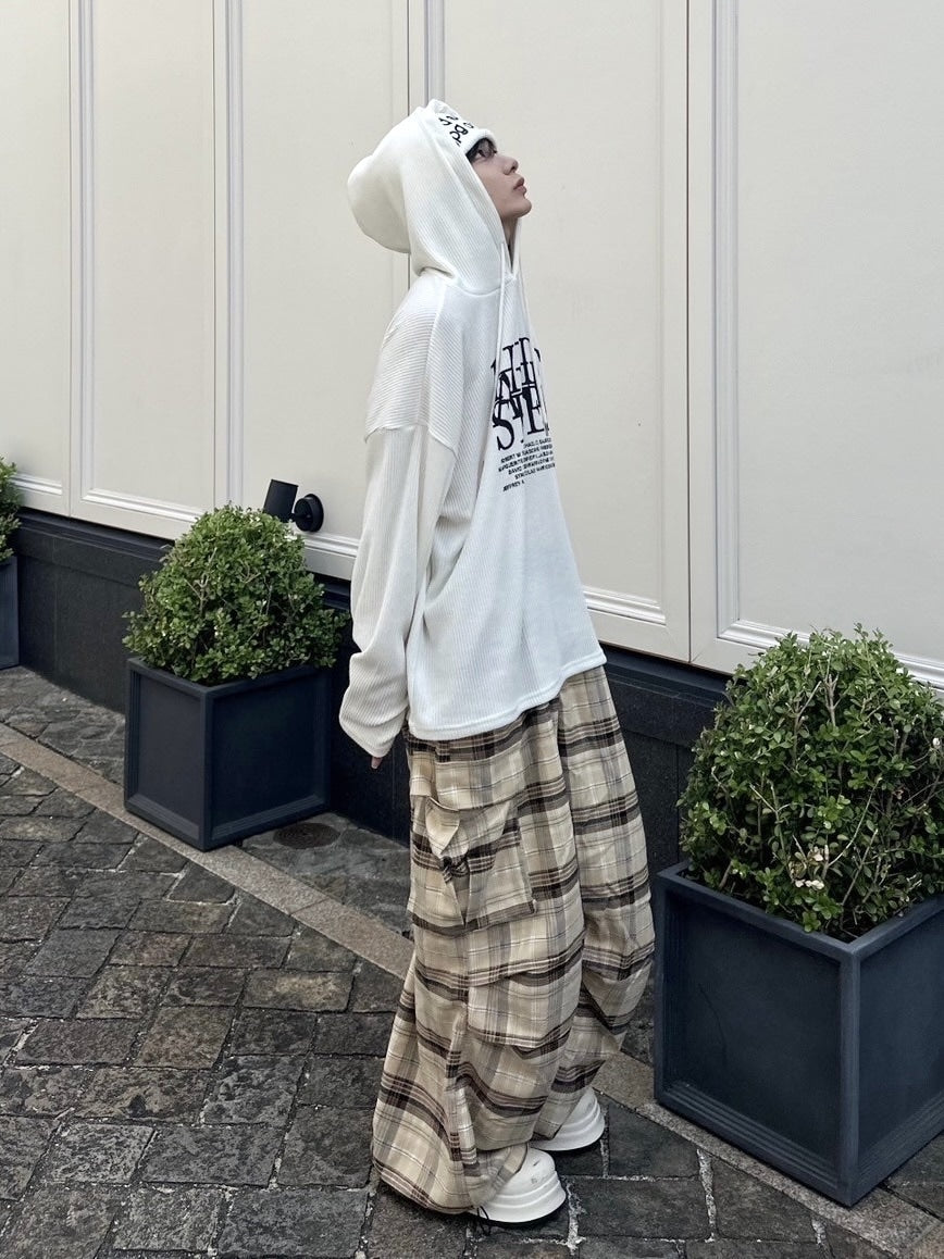 国際配送【LUV CODE】check wide cargo pants