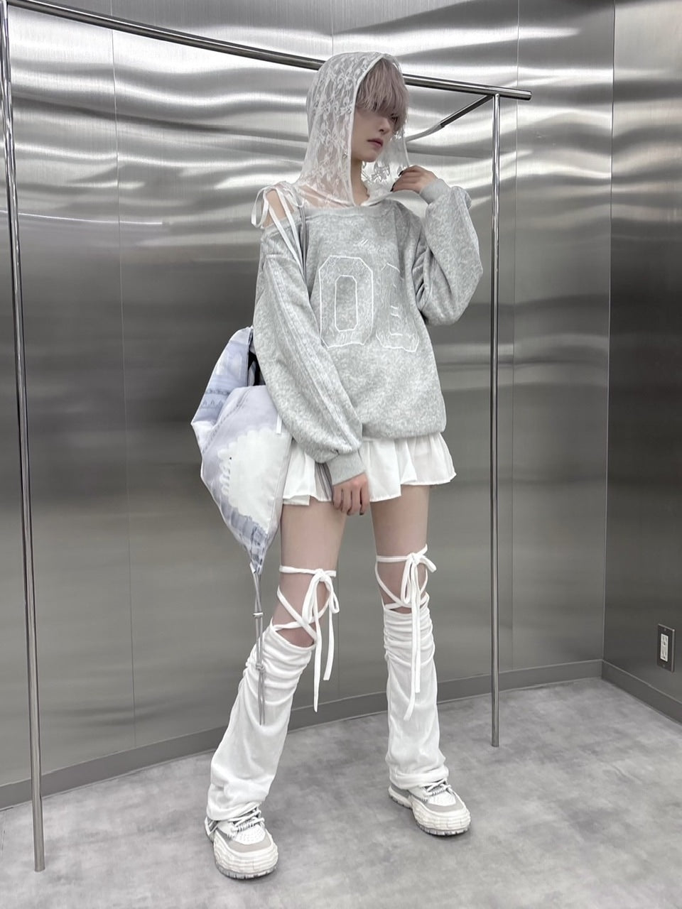 【nmtc +】lace design number sweat onepiece (3color)