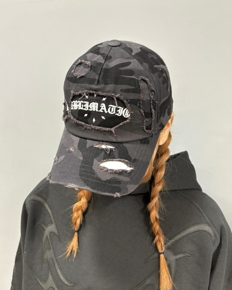 受注制【Never mind the XU】damage camouflage cap