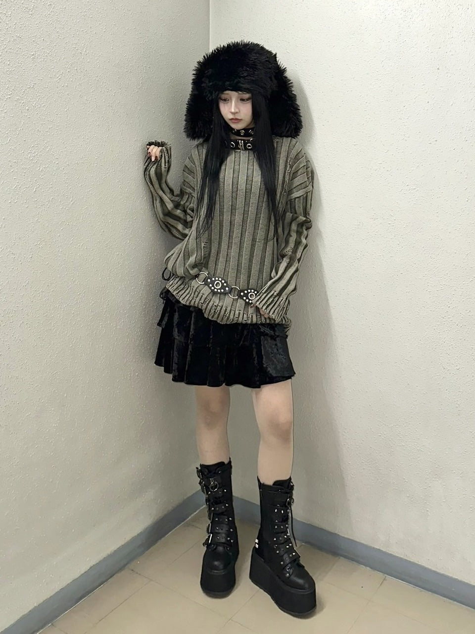 受注制【Never mind the XU】dyeing damage knit (2color) / 【ネバー