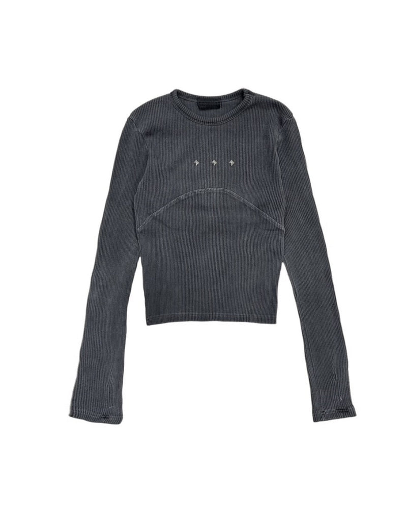 受注制【Never mind the XU】pigment rib long sleeve (3color)