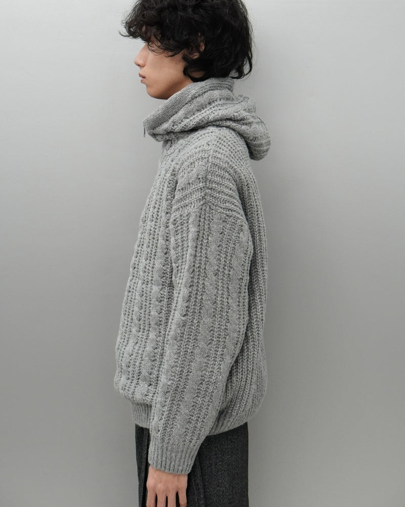 東京店WEB限定受注制【Chikashitsu +】balaclava half zip knit hoodie (3color)