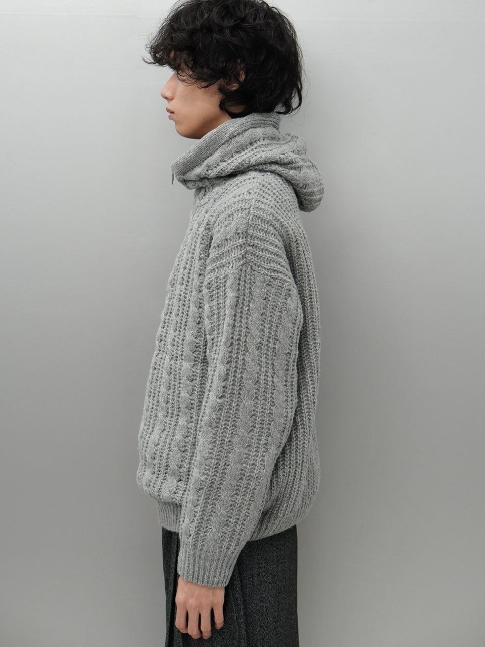 東京店WEB限定受注制【Chikashitsu +】balaclava half zip knit hoodie (3color)