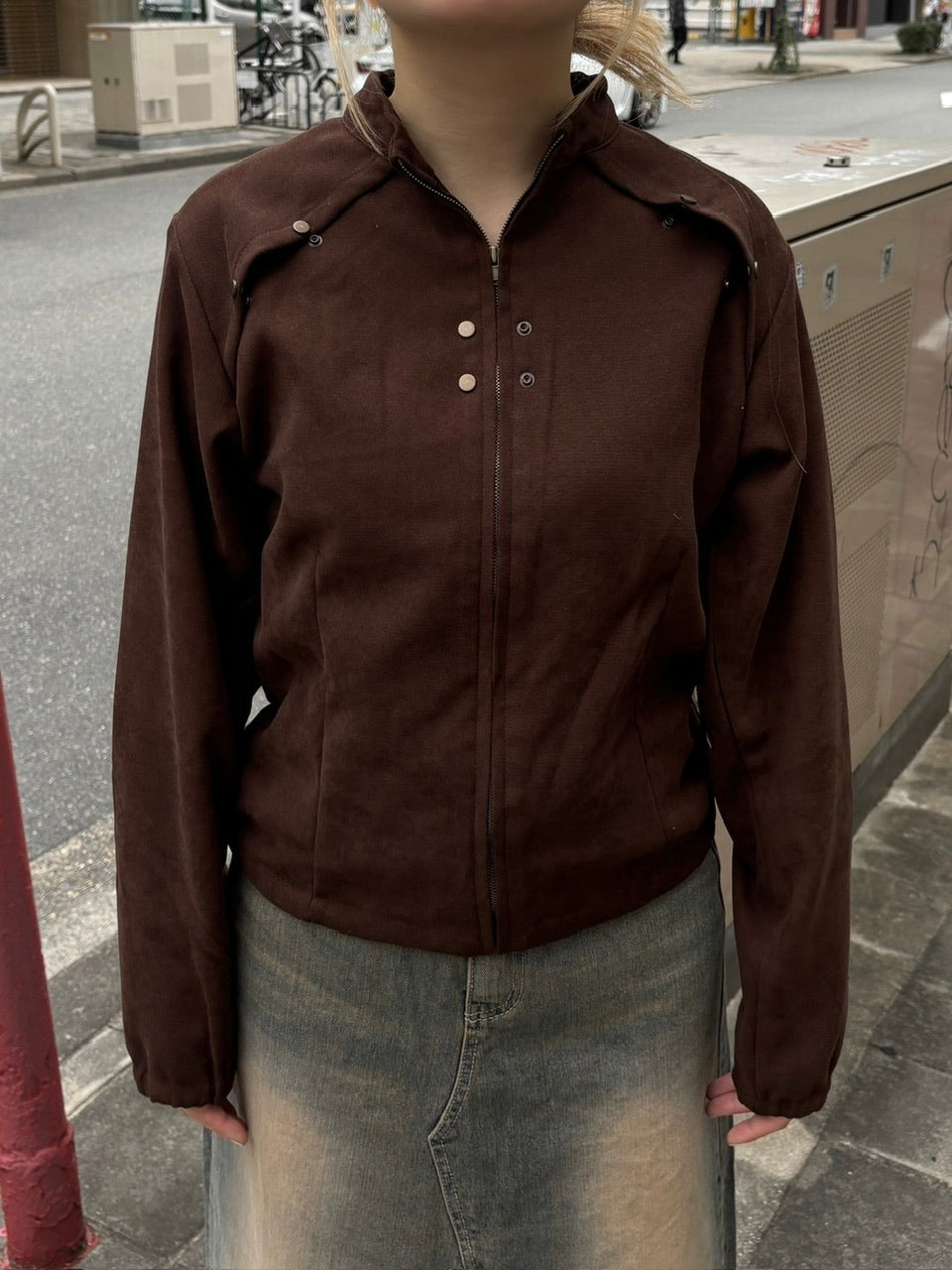 受注制【oaks】cropped stats suede jacket (2color)
