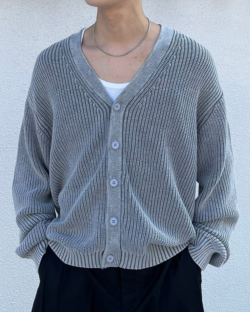 【Chikashitsu +】dirty wash cotton cardigan (3color) / 【チカシツプラス】ダーティウォッシングコットンクロップカーディガン
