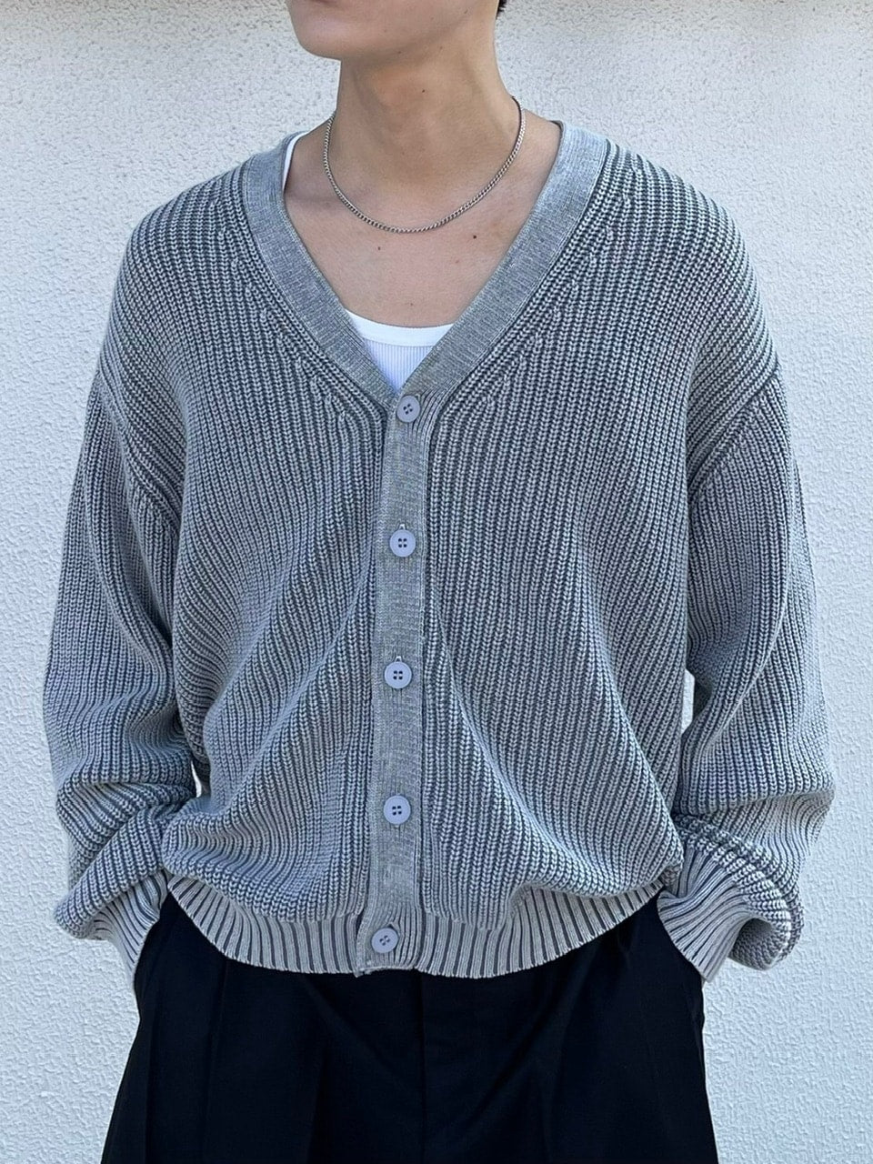 【Chikashitsu +】dirty wash cotton cardigan (3color) / 【チカシツプラス】ダーティウォッシングコットンクロップカーディガン