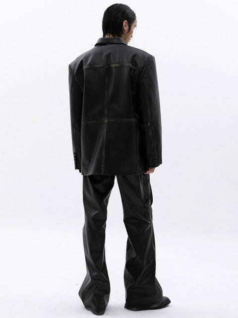 【ESC STUDIO】washing leather 4 buttons blazer