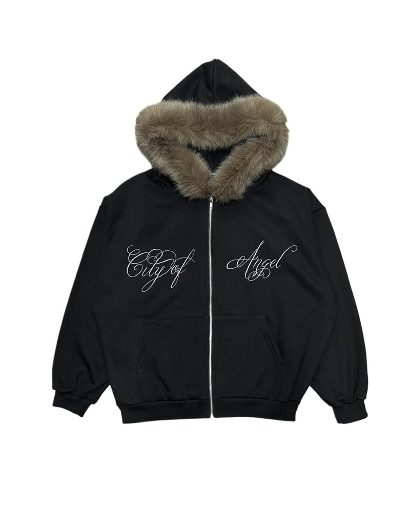 受注制【Never mind the XU】fur hoodie (2color)