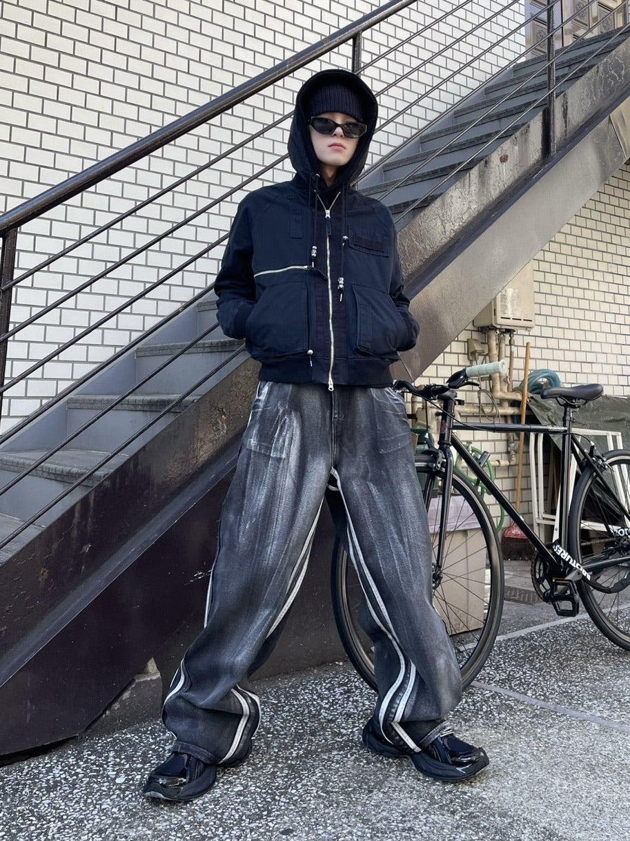 受注制【nmtc +】side line wash denim pants (2color)