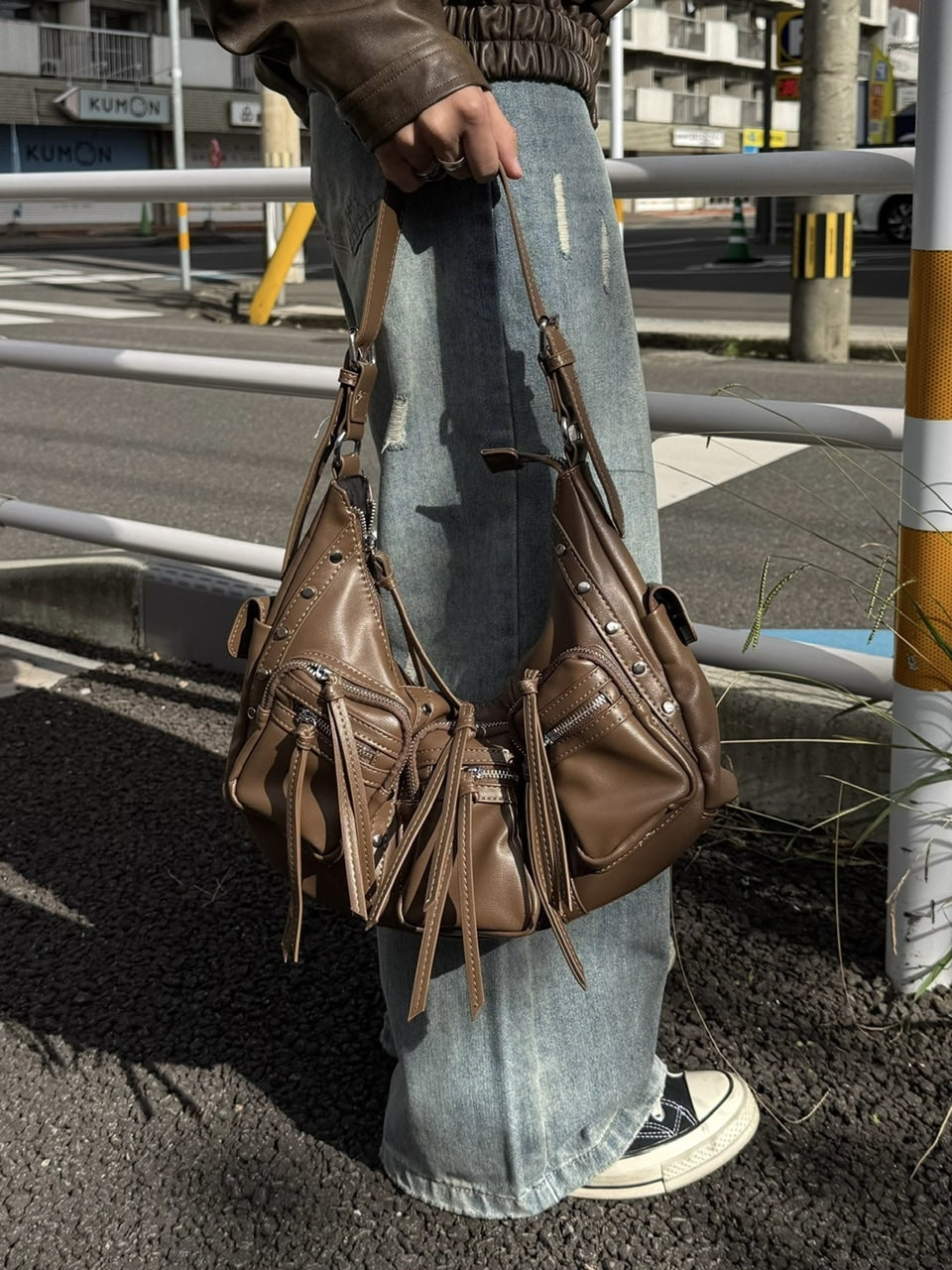 国際配送【RENOL】rivet leather bag