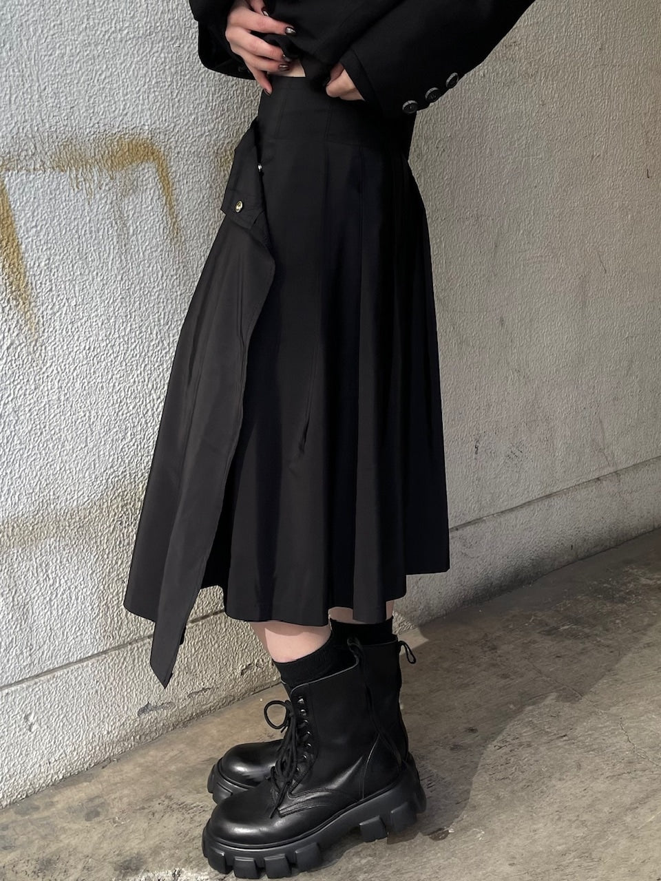 受注制【oaks】studs design pleats midi skirt