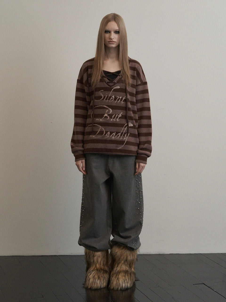 【SETUP-EXE】STRIPE V-NECK MTM / 【セットアップエグゼ】ストライプボーダーVネック長袖ニット