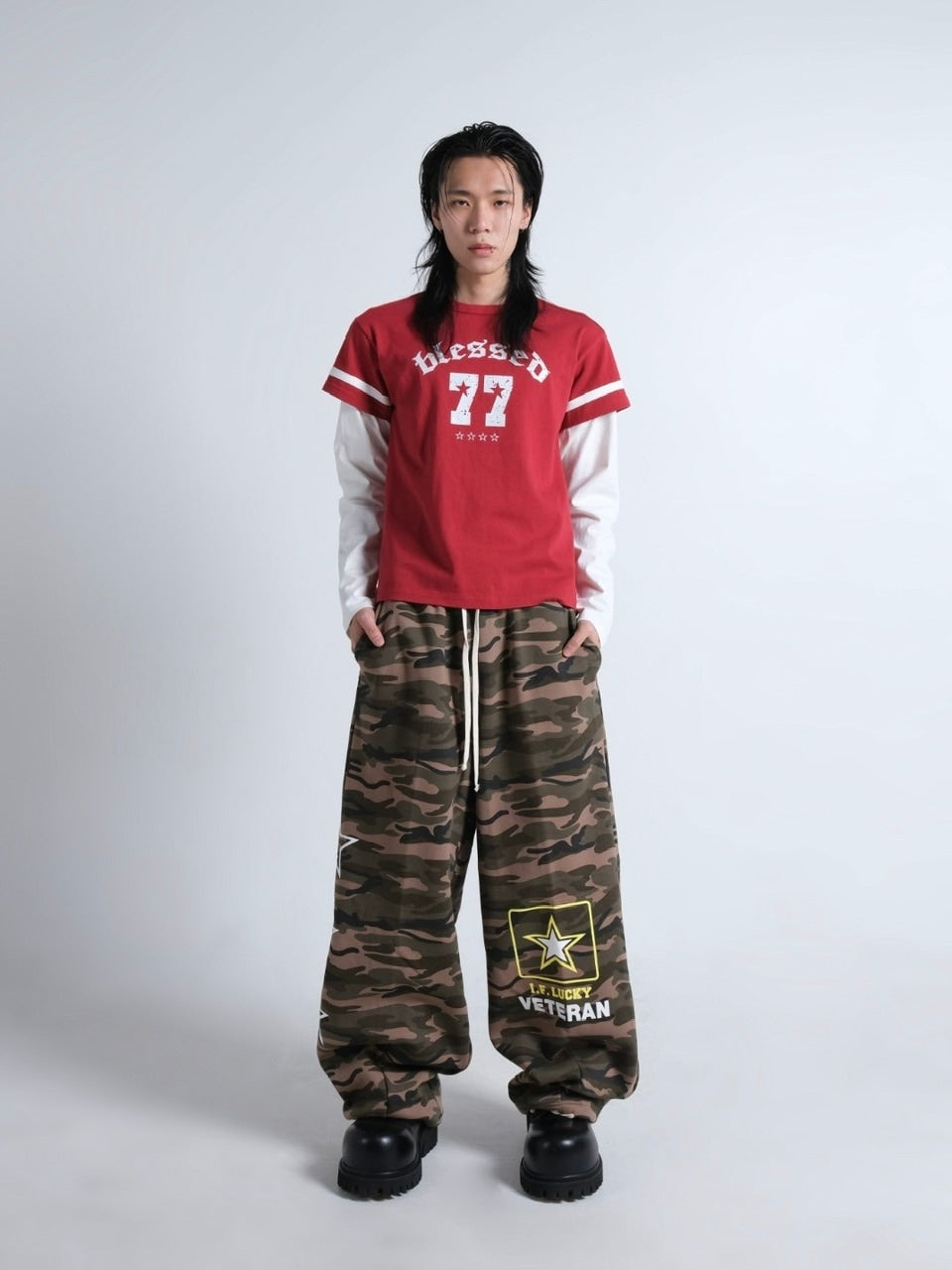 【IFEELLUCKY】Lucky army big sweat pants / 【アイフィールラッキー】ラッキーアーミービックスウェットパンツ