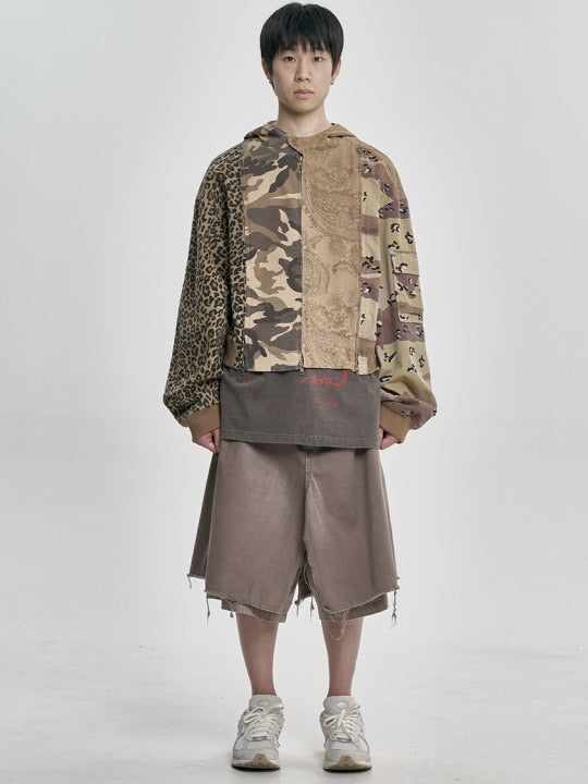【AJOBYAJO】Camouflage Zip-Up Hooded Jacket