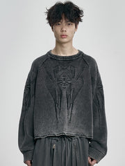 【AJOBYAJO】Cross Symbol Cropped Sweater