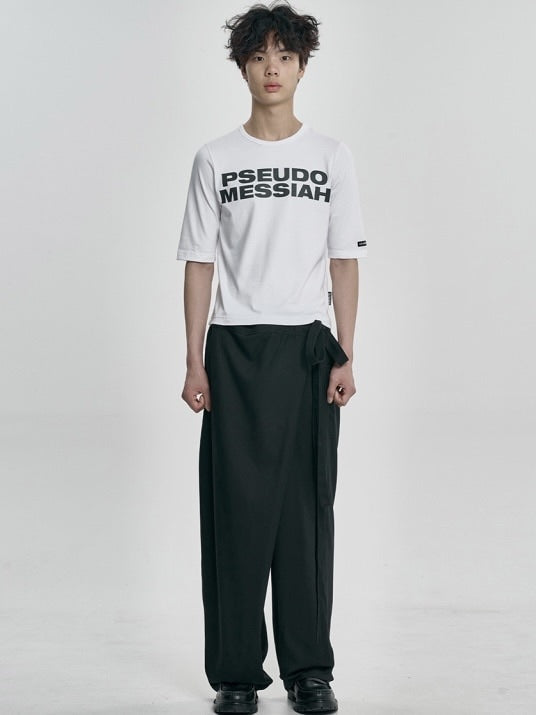 【AJOBYAJO】Wool Blend Asymmetrical Long Skirt Pants