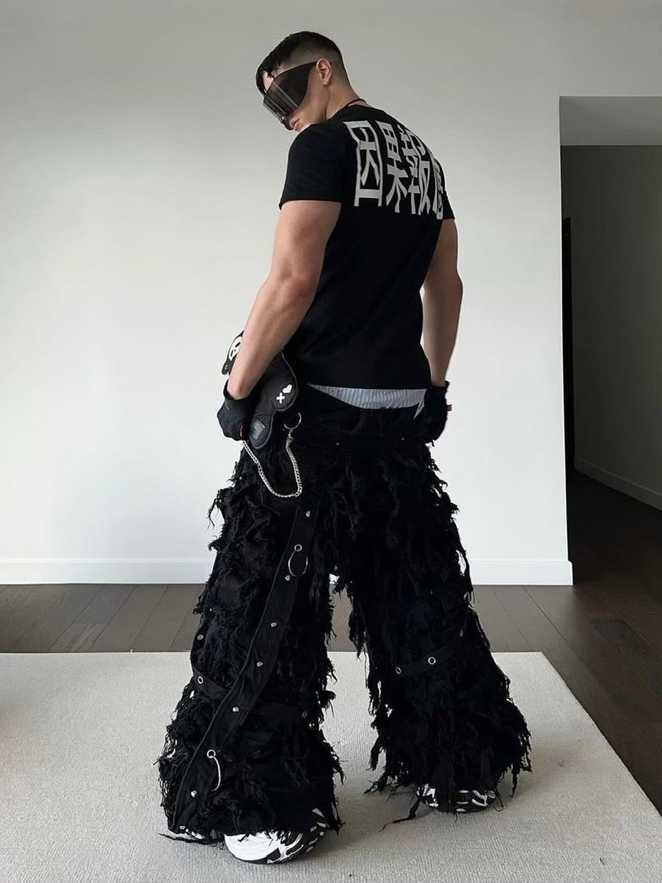 【UNIZ】BLACK MONSTER PANTS / 【ユニズ】ブラックモンスターダメージワイドデニムパンツ