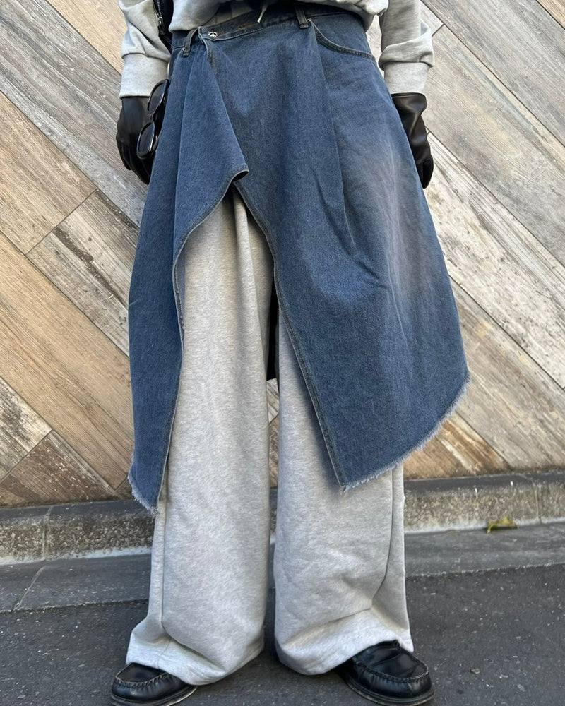 受注制【Chikashitsu +】wrapping design denim skirt (2color)