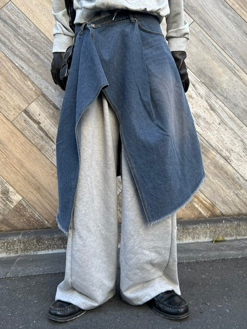 受注制【Chikashitsu +】wrapping design denim skirt (2color)