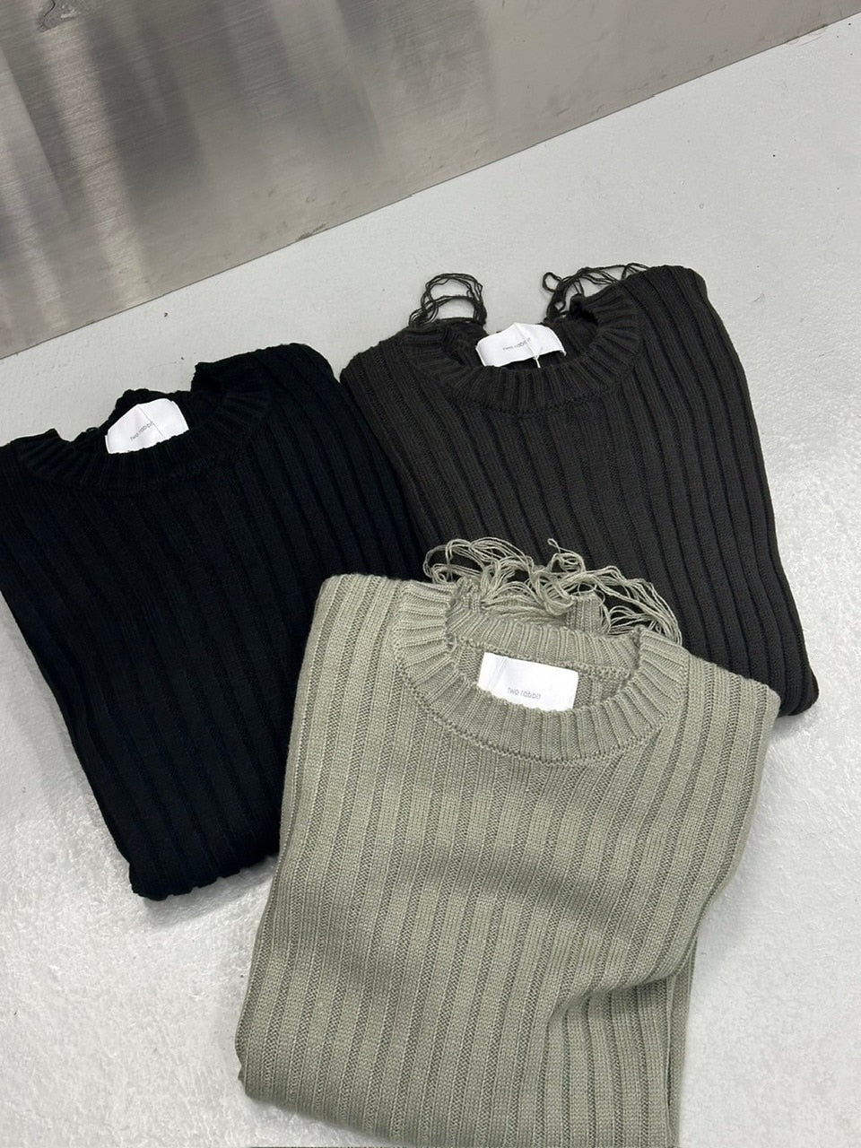 【LUV CODE】oversized damage knit (3color)