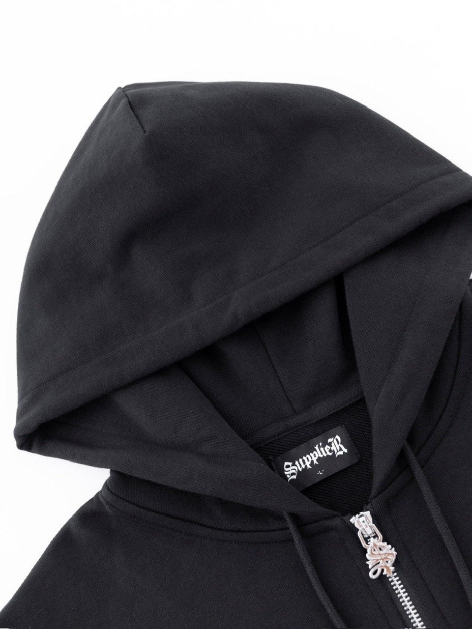 【SUPPLIER】2-Tone Rhinestone Cross Zip Hoodie