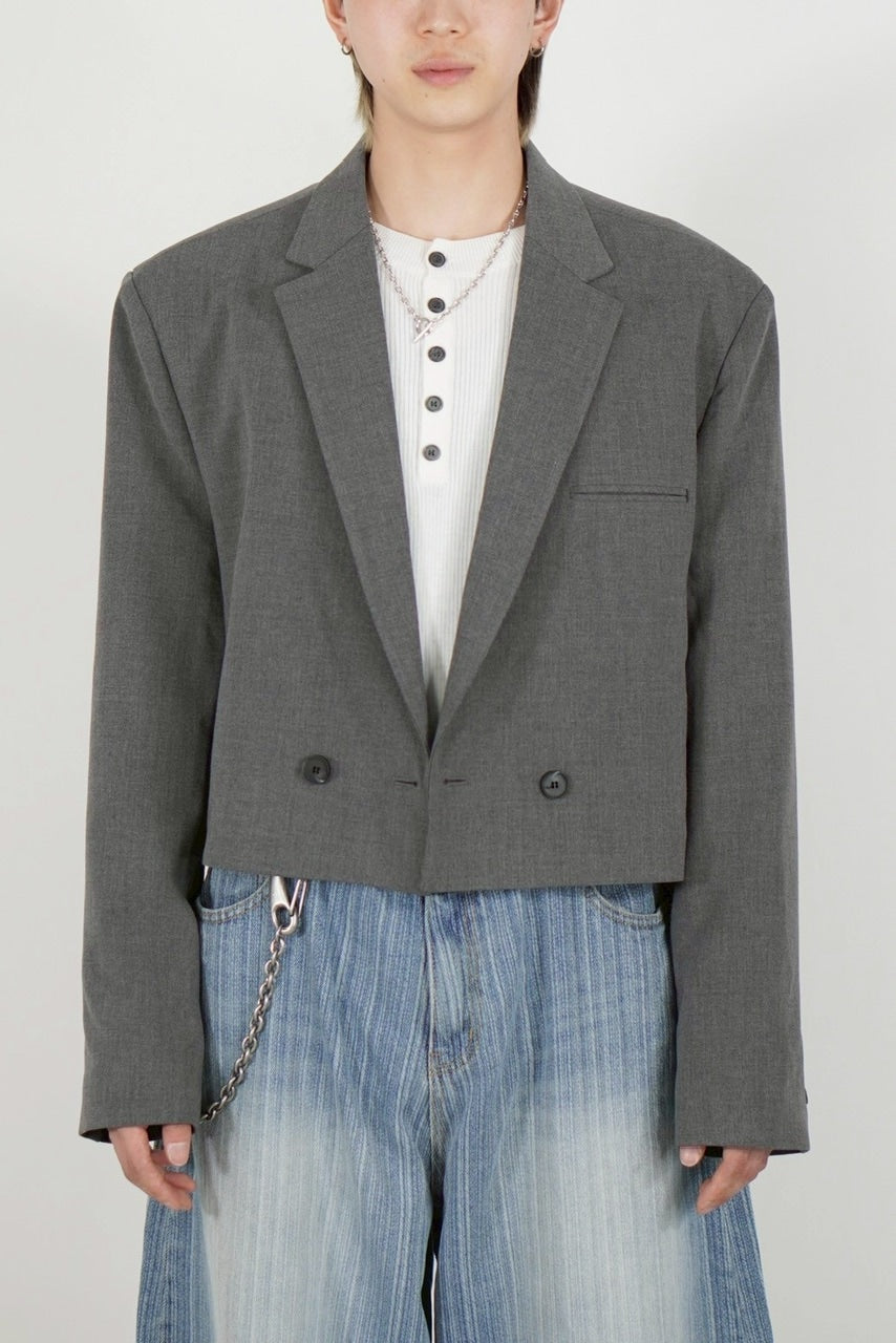 受注制【Chikashitsu +】cropped double jacket (2color)