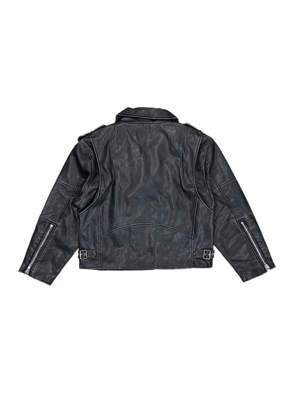 受注制【Chikashitsu +】aging wash cropped riders jacket
