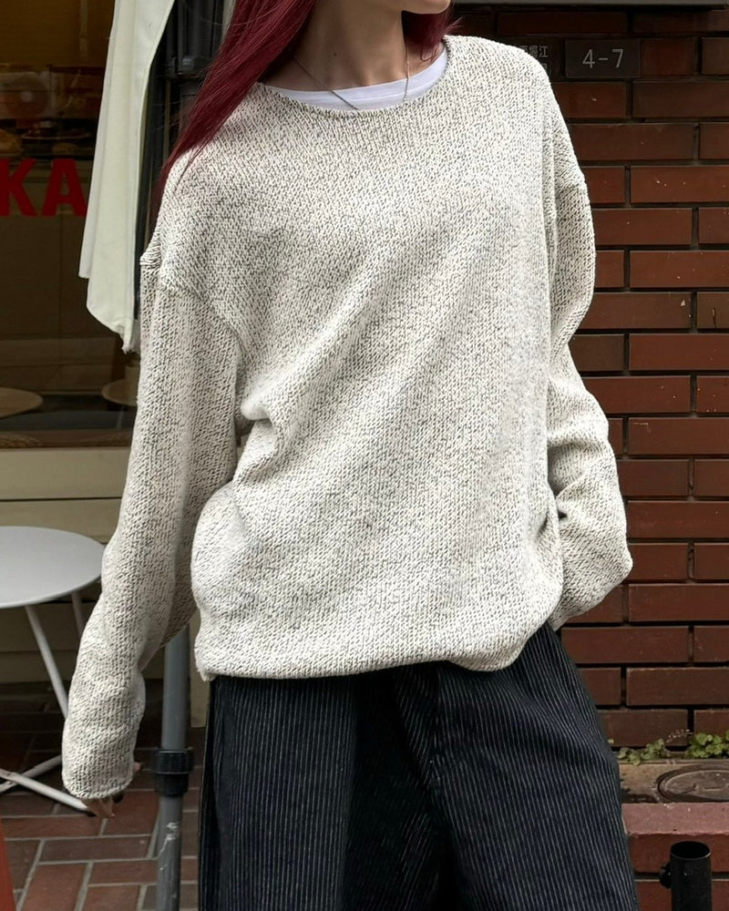 受注制【Chikashitsu +】loose fit round knit (4color)