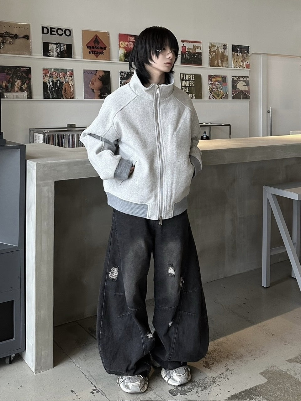 国際配送【LUV CODE】high neck zip up sweat jacket (2color
