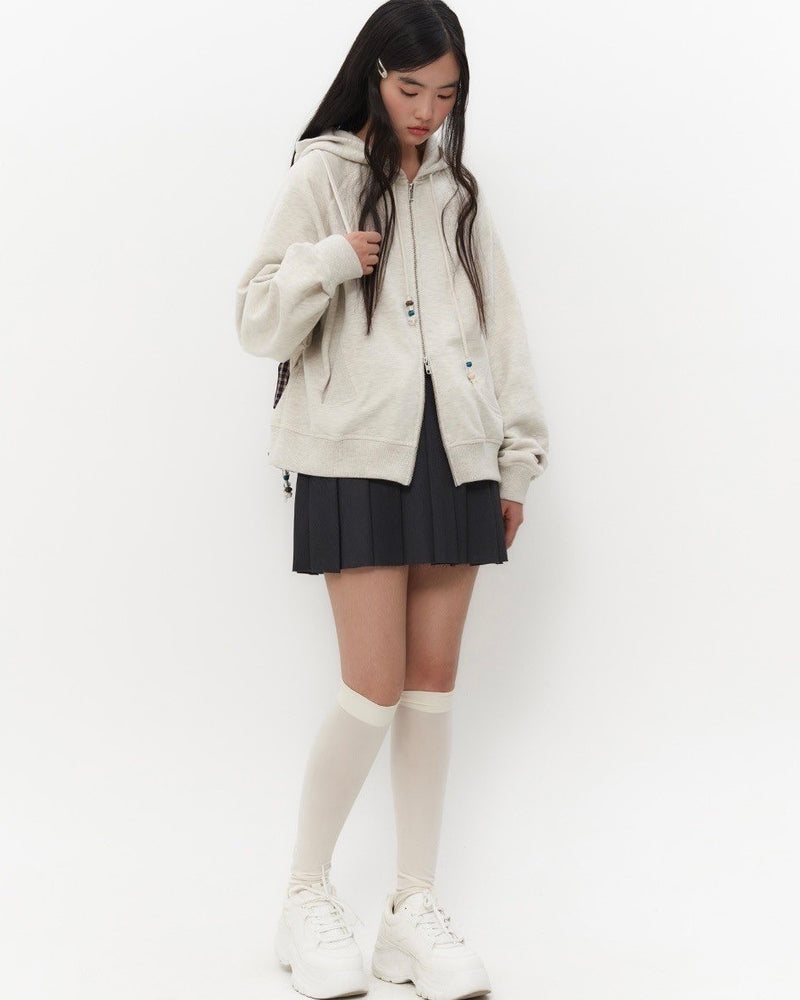 【TUOMIO】STRING CHARM HOOD ZIP-UP