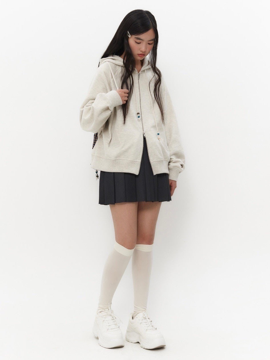 【TUOMIO】STRING CHARM HOOD ZIP-UP