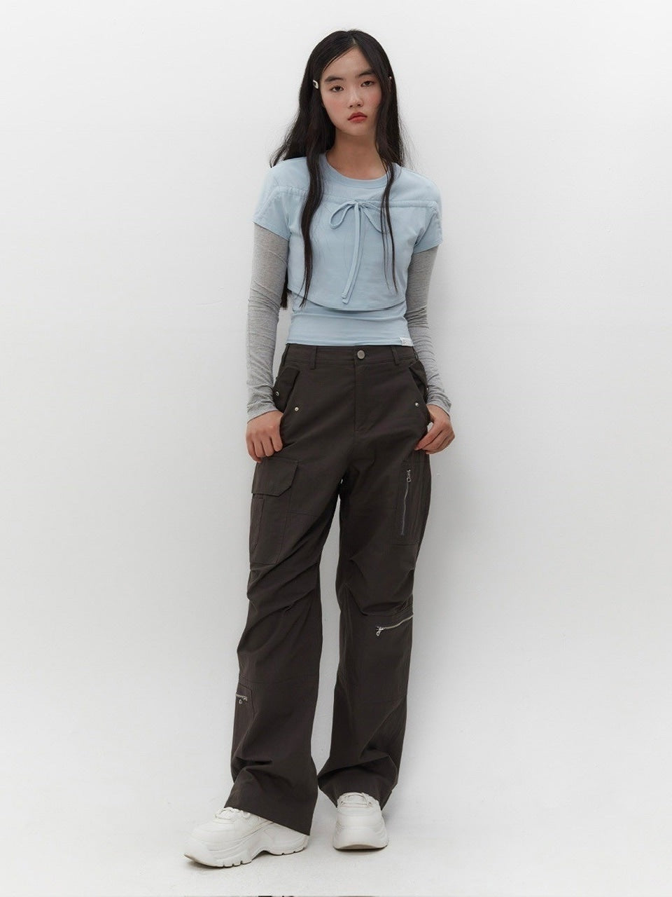 【TUOMIO】STRIPE LAYERED STRAPPY TOP