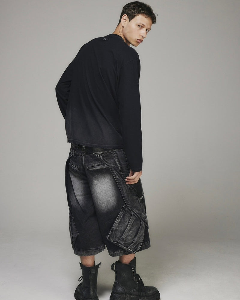 【BLR BLUER】RAIN DESTROYED GRADATION BLEACHED LONG SLEEVE