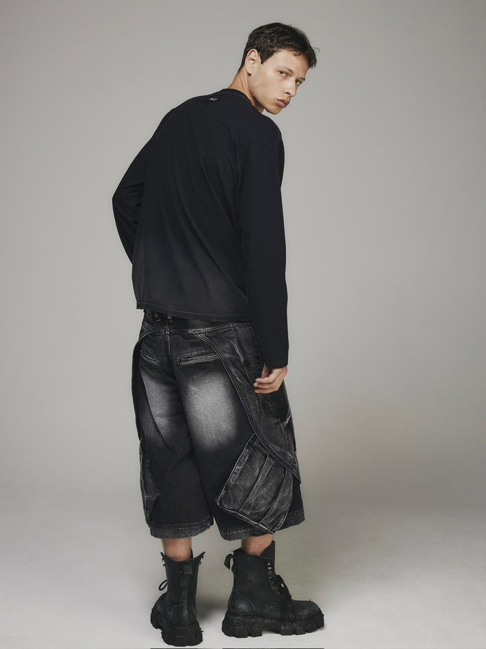 【BLR BLUER】RAIN DESTROYED GRADATION BLEACHED LONG SLEEVE