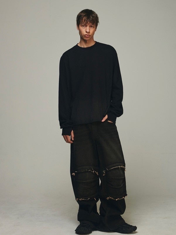 【BLR BLUER】DESTROYED BACK GRADATION WASHING LONG SLEEVE