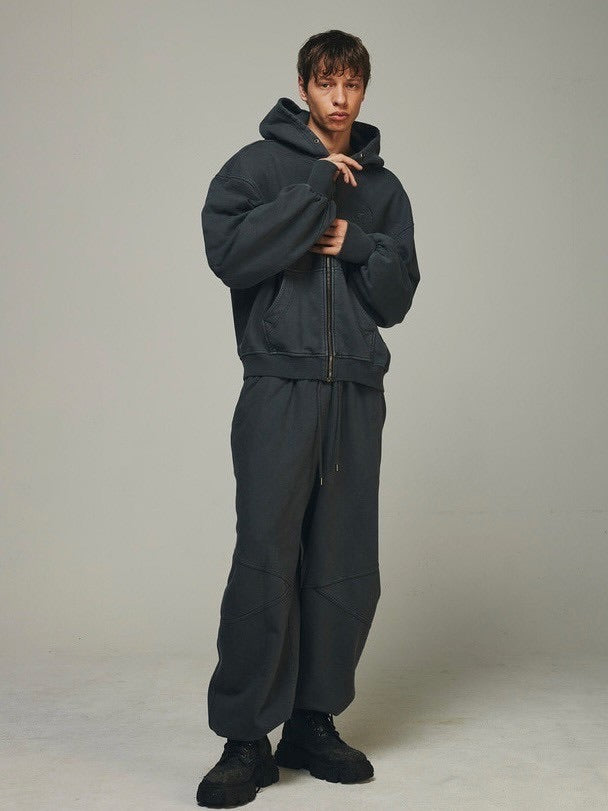 【BLR BLUER】Dyed Circle Logo Over-fit Armor Sweat Pants