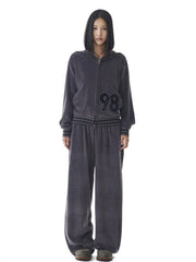 【AAKAM】98 Patch Velour Zip-Up Hoodie