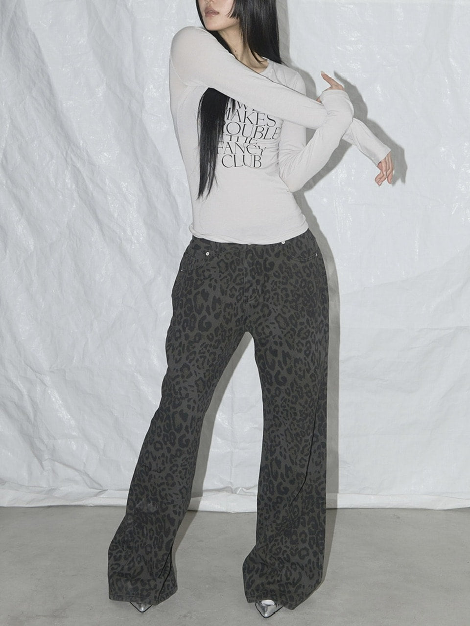 【FANCY CLUB】LEOPARD BOOTCUT PANTS