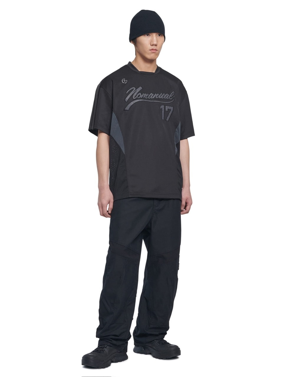 【NOMANUAL】SWEEP BASEBALL JERSEY / 【ノーマニュアル】ベースボールジャージロゴ半袖Tシャツ