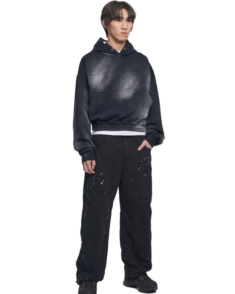 【NOMANUAL】STAIN WASHED HOODIE / 【ノーマニュアル】ステインウォッシュド長袖パーカー