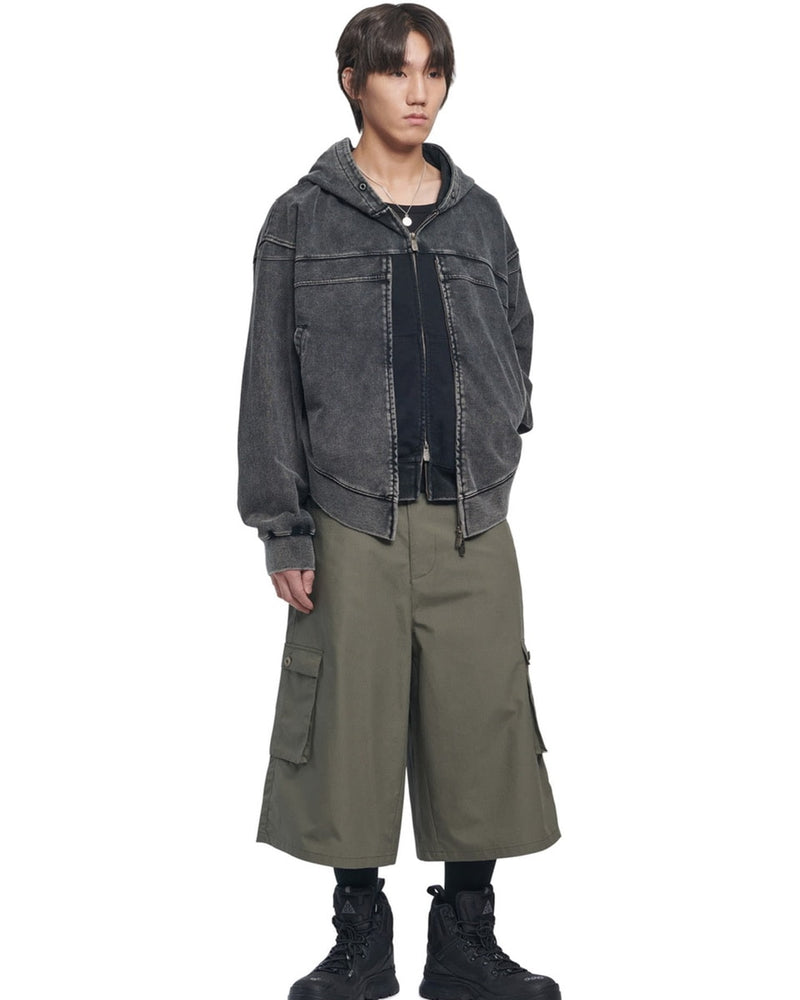 【NOMANUAL】VINTAGE LAYER HOODED ZIP-UP / 【ノーマニュアル】ビンテージレイヤードジップアップパーカー
